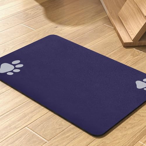 Image of Pet Feeding Mat-Absorbent Dog Mat for Food and Water Bowl-No Stains Quick Dry Water Dispenser Mat-Dog Accessories Pet Supplies-Bowl for Messy Drinkers（Navy,16 inchx24 inch