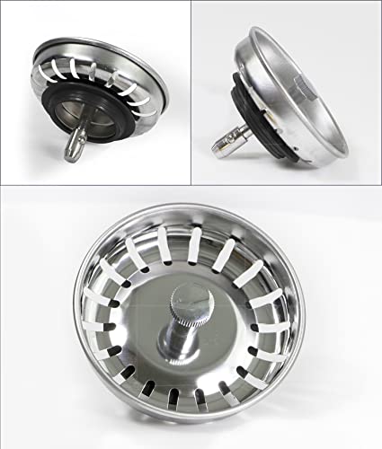 Highcraft 9754JO Stainless Steel Kitchen Sink Strainer Basket-Replacement for Standard Drains (3-1/2 Inch) -Ball-Lock Rubber Stopper, 3-1/2 - Thumbnail 6