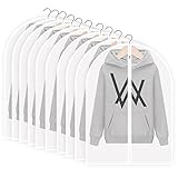 CYBMBO Garment Bags for Hanging Clothes Storage, Clear Suit Cover Bags for Closet, With Full-Length Zipper, Storage Suits Coats Shirts for travel 24''x 40'' Of 10