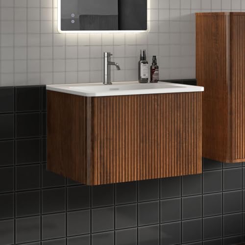 Little Tulip - 24 Inch Bathroom Vanity with Sink, Modern Floating Vanity with Push Open Drawer,...