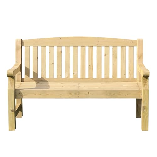 WALTONS | Carlton Wooden 4ft Garden Bench | 2 Seater | Outdoor Seating | Pressure Treated Timber | 15 Year Anti Rot Guarantee | (5ft Bench)
