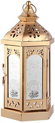 Eid Storm Lamp Moon and Stars Pattern Iron Ramadan Lantern Portable Light Decorative Crafts Party Props