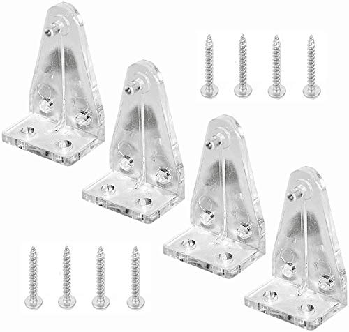 4pcs Hold Down Brackets with Screws Clear Color Bottom Rail Hold Clips for 1.5inch High Profile Blinds (4, 1.5inch)