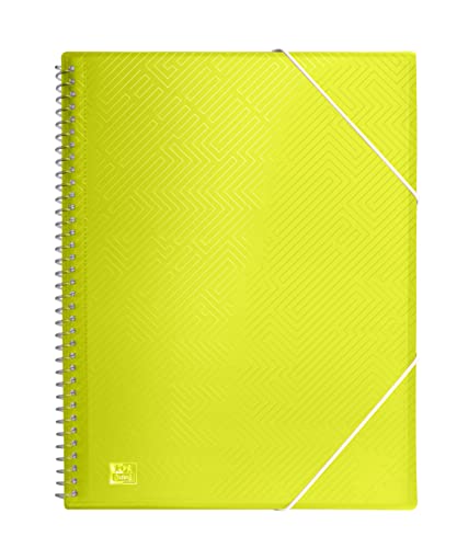 Oxford, Cartella di buste in plastica A4, 30 buste trasparenti, colore lime