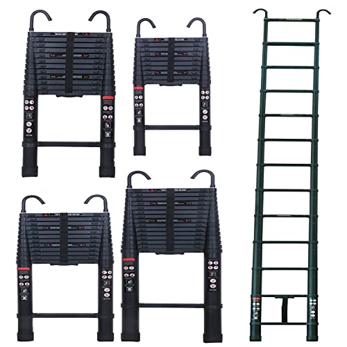 Escaleras Multifunción 3,8m Escalera Telescópica Escalera con Gancho Pestillo de...