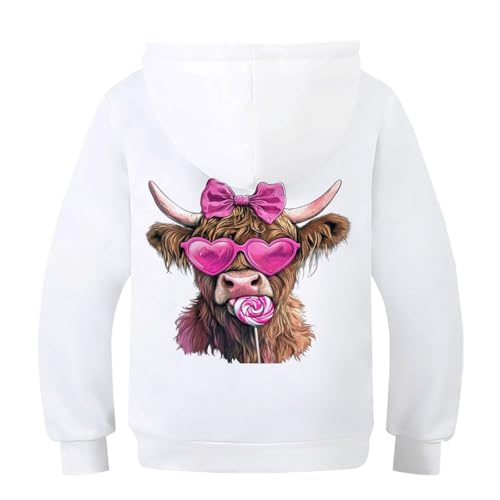 Sweat à capuche enfant imprimé vache 3D chaud et confortable avec poche - 2