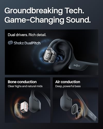 Image of SHOKZ New OpenRun Pro 2- Bone Conduction Headphones, Open-Ear Bluetooth Wireless Sport Earphones for Running, Workouts - Sweat Resistant, Secure Comfortable Fit -Deep Bass, Smart Mic, Reflective Strip