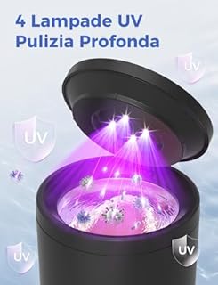 Acmeenjoy Pulitore Ultrasuoni 48000Hz, Pulitore Ultrasuoni Apparecchio Denti 200ml con UV Lampada e Pulizia di Baske, per Bite/Protesi dentali/Fermi/Testine di Spazzolini da Denti, Nero