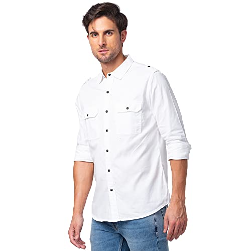 Image of Spykar Men's Slim Fit N /A Full Sleeve Solid Casual Shirts