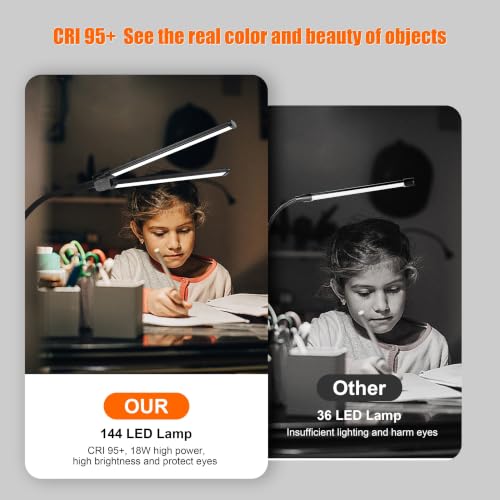 Image of LED Monitor Light Bar with Clamp, USB Powered Dimmable Desk Lamp, 3 Color Modes, Adjustable Brightness, Flexible Gooseneck, 24 Inch Eye-Caring Task Light for Study, Office & Reading