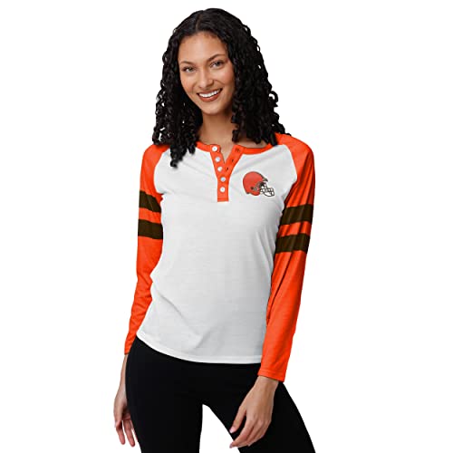 FOCO womens Nfl Team Logo Ladies Fashion Long Sleeve Henley