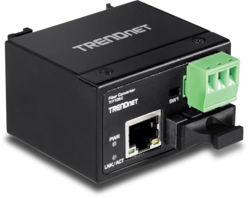 Image of TRENDnet Hardened Industrial 100Base-FX Multi-Mode SC Fiber Converter, (2km, 1.2 Miles), IP40 Rated Housing, TI-F10SC,Black,Lifetime Protection