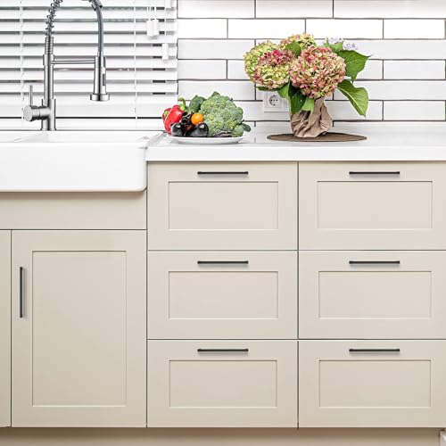 Image of Ravinte 20 Pack Matte Black Cabinet Pulls, 6-1 /4 Inch (160mm) Hole Center Slim Kitchen Handles, Square Drawer Pulls for Cabinets & Cupboards, Hardware
