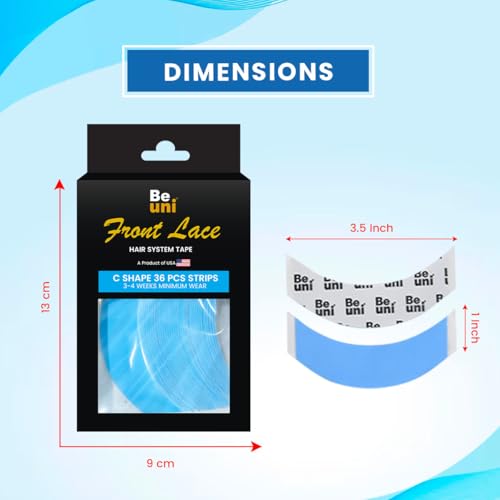 Image of Front Lace tape 36pcs No Shine Wig Tape for Men & Women | Strong Hold 3-4 Weeks | Waterproof Wig Tape for Men | Transparent Hair Patch Tape | Front Hair Patch Adhesive | Pack of (1)