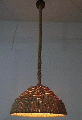 Lustre industriel créatif 41cm avec abat-jour en cordes de chanvre tressées à la main