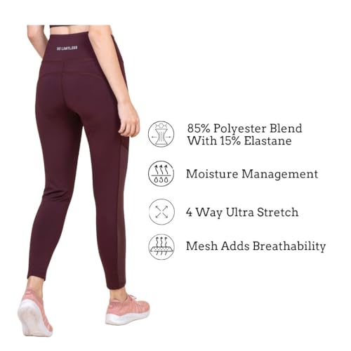 Image of 3rd Planet Women's High Waist Activewear Leggings | 4-Way Stretch, Sweat-Wicking, Non-See-Through Gym & Yoga Tights with Side Pockets | Comfortable Slim Fit Pants for Workout, Running & Fitness