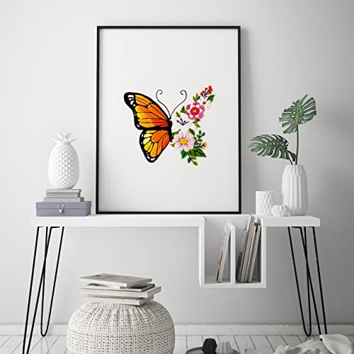 Image of Louise Maelys Butterfly Flower Embroidery Kits Stamped Cross Stitch Kit for Adults Beginners Needle