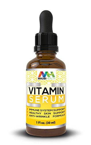 Vitamin C with Hyaluronic Acid Natural Ingredients Organic Anti Aging Serum Best for Face Eyes Reduce Wrinkles Restore Sun Damaged Skin 1 Fl Oz Bottle by Maubi Health