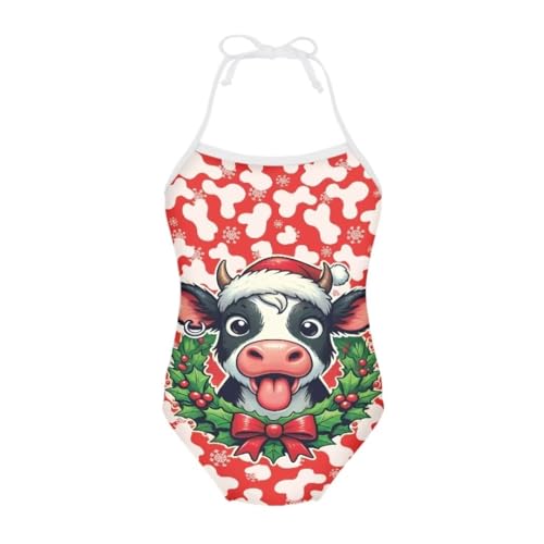Image of Christmas Girls One-Piece Swimsuits Beach Halter Swimwear Bathing Suit for 3-10 Years