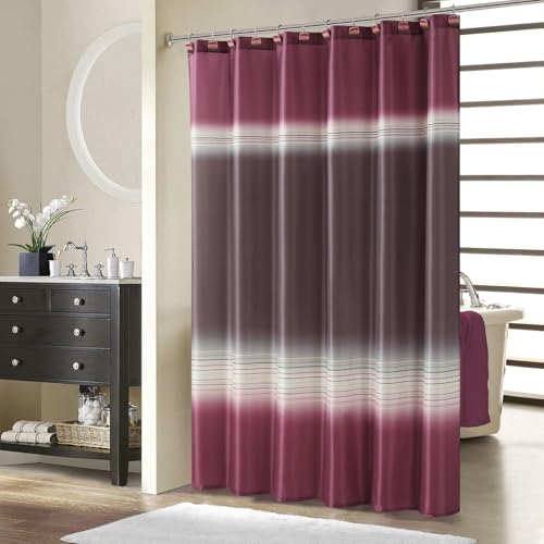 BESTRIPES Fabric Shower Curtain, Burgundy Brown Color Block Cloth Shower Curtains for Bathroom, Waterproof Polyester Bathroom Curtains, 72" W x 72" H
