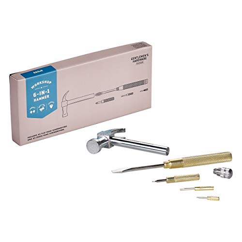 Gentlemen's Hardware Stainless Steel 6-in-1 Hammer & Screwdriver Multi-Tool, 7.5