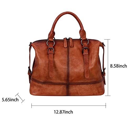 Heshe Genuine Leather Top Handle Purse Handbag Designer Ladies Crossbody Bag For Women(Brown) #TOP4