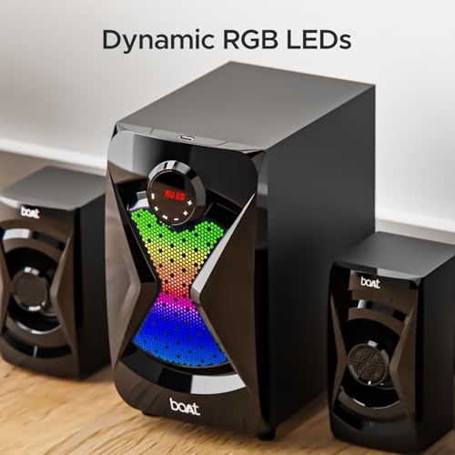 Image of boAt Blitz 1500 Pro Bluetooth Speaker w / 80W Signature Sound, 4.1-Channel Surround Sound, RGB LEDs, BT v5.0, AUX Port, USB Port, SD Card Slot, FM Radio, EQ Modes & LED Display (Space Black)