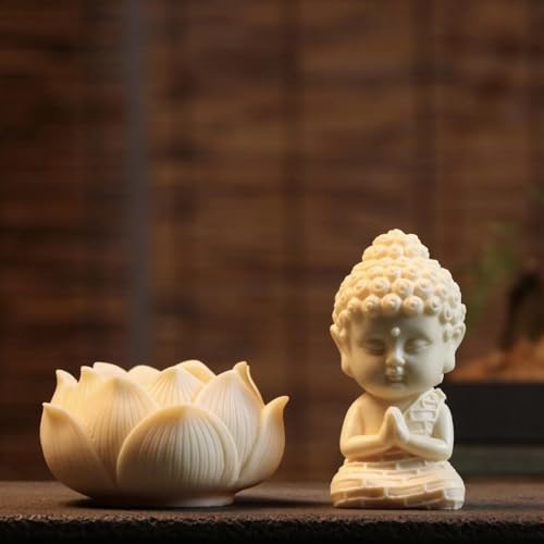 Image of Ekhasa Nostrae Buddha with Lotus Show Pieces for Home Decor Living Room Decor Items | Cute Showpieces Gift Item for Decoration | Serene Center Table Tv Showcase Office Interior Statue Figurines