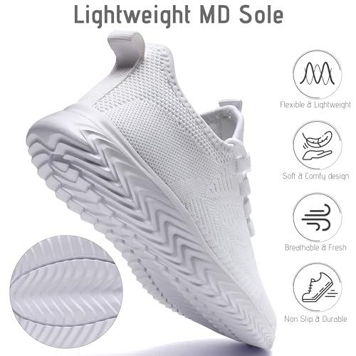 Running Shoes for Men Tennis Sneakers Slip on Walking Shoe White Size 11 by EKRBXA - Used condition - Image 4