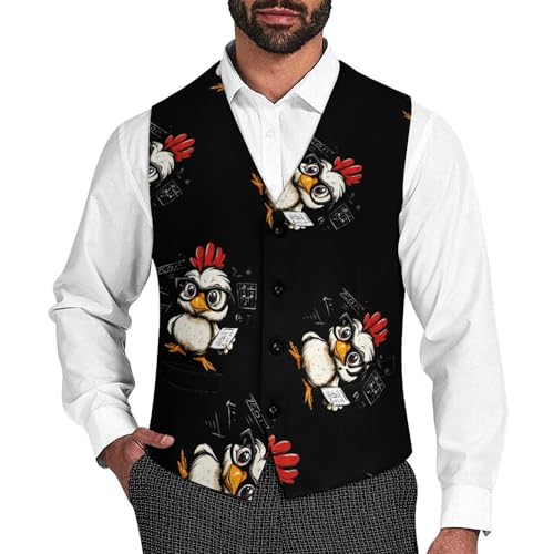 Mathemachicken Chicken Math Mens Slim Fit Suit Vest Dress Waistcoat Casual Business Vest
