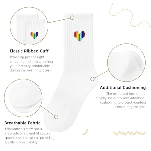 Image of American Trends Womens Novelty Striped Crew Socks Athletic Vintage Slouch Mid Calf Tube Socks