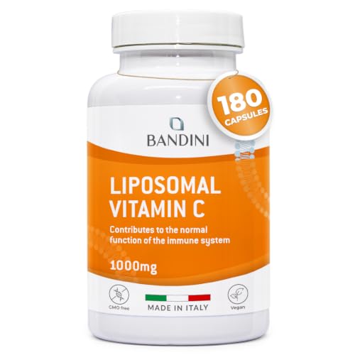 Bandini Liposomal Vitamin C | High Strength Ascorbic Acid Capsules High Absorption & Bioavailability | Immunity Energy Skin Support - Boosts Collagen & Reduces Fatigue (180 Count (Pack of 1))