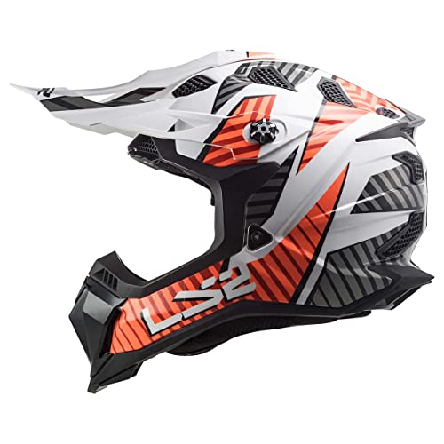Ls2 Helmets Mx-Off Road Subverter Evo Astro Helmet (Gloss White Orange - 3X-Large) #TOP2