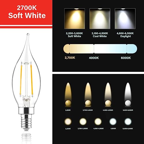 Sengled E12 Candelabra Bulb 60W Equivalent Led Chandelier Light Bulbs, 4.5W Dimmable E12 Led Bulb, 2700K Soft White 500Lm Candelabra Base, Flame Tip Candle Light Bulbs, 12 Packs #TOP5