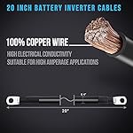 MNJ MOTOR 2 AWG Gauge Pure Copper Battery Cable Power Inverter Wire, 3/8" Lugs Compatible with Solar RV Car Truck Marine Boat Battery Banks (20 Inch, Black)