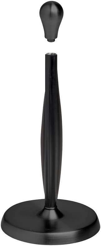 Umbra Tug Stand Up Paper Towel Holder With Easy One Handed Tear, Metallic Black, Free Standing