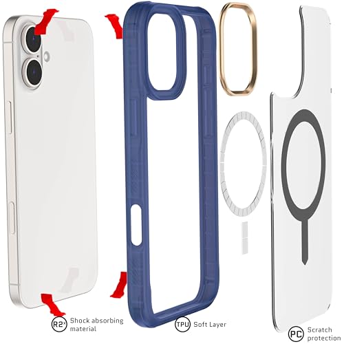 Coque iPhone 16 Plus Ghostek Covert bleue transparente MagSafe - 5