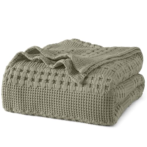PHF 100% Cotton Waffle Weave Blanket Queen Size for Bed,