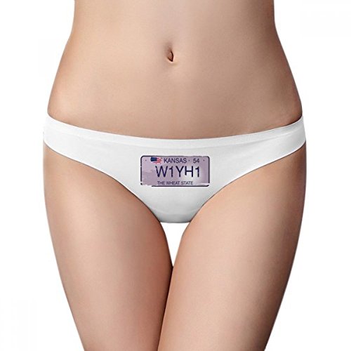 DIYthinker USA American Car Licence Illustration Pattern Brief Women G-String Underwear T-Back Breathable Cool Soft Panty White