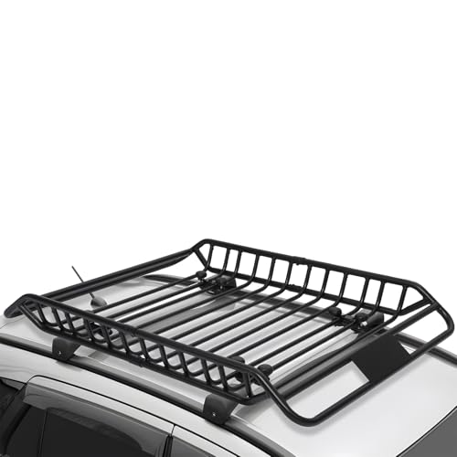 Towallmark 300 lbs Capacity Anti-Rust Rooftop Cargo Basket - 63” x 43” x 6.3” Roof Rack for SUV, Car, and Truck - Lightweight Design (11.68 lbs) for Easy Installation and Durable Performance