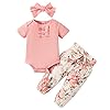 Newborn Infant Baby Girl Clothes Romper Floral Pant Outfits Set Cotton Baby Girls’ Clothing