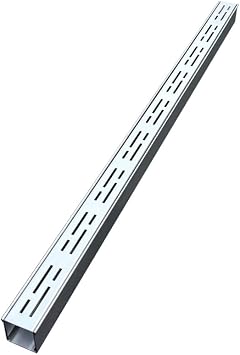 2in Narrow Drain Trench Outdoor Metal, Well Sewerage Channel Drainage with Grate Cover for Houseside Landscape Farm, Stainless Steel Paver Grille Drain KitSilver