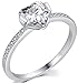 AmDxD Bague Femme de Luxe Argent Sterling, Bague de Femme Coeur 2 Griffes Blanc Zircone Cubique Bague Femme Taille 51.5