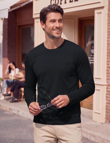 Image of MAGCOMSEN Men's Long Sleeve Shirt with Pocket Cotton Crew Neck Shirts Casual Lightweight T-Shirt