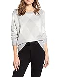 Vince Camuto Womens Argyle Ribbed Trim Crewneck Sweater Gray XS