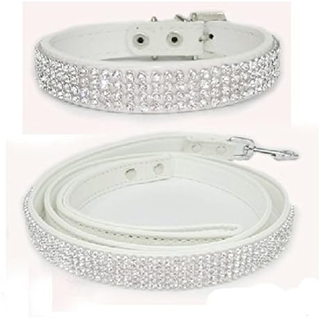 haoyueer Cute Dazzling Sparkling Elegant Fancy Crocodile PU Leather Bling Rhinestone Crystal Jeweled Pet Cat Dog Puppy Collar Dog Leash…