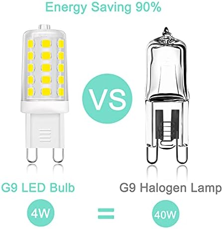 Anmossi G9 LED Bulbs,6000K Cool White,400Lm,4W G9 LED Light Bulb Equivalent to 40W Halogen Lamp,AC 220-240V,No Flicker,Not Dimmable,360 Degree Beam Angle,5 Pack