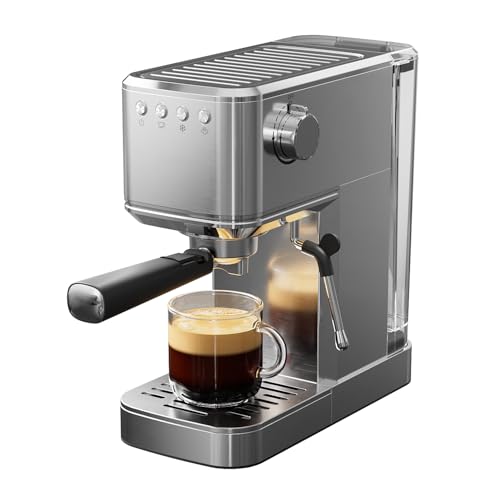 JZ.CAFE Espresso Machine - 20 Bar Espresso Maker with Milk Frother Steam Wand, Coffee Maker for Latte & Cappuccino, 1450W Semi-Automatic Cold & Hot Brew Coffee Machine with 34oz Water Tank