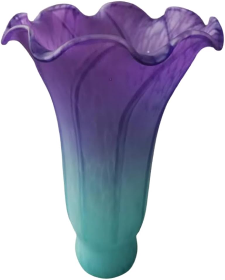 Lily flower tulip glass lampshade, replacement of vintage glass lampshades for table lamps, pendant lamps, wall lamps, and floor lamps.Opening l.D. 1.26'xO.D. 1.5 (Violet)