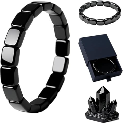 Mekdcaao Bracelet pour homme - Bracelet Extensible en Perles d'hématite Naturelle aux Vertus Curatives, un Bijou Inspirant à Offrir (Noir *1)
